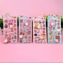 日焼けキティちゃん　ぷくぷく立体シール　4枚セット　肉球シール　暗闇で光る