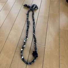 黒のビーズ付き編み込みネックレス　furfurのサムネイル