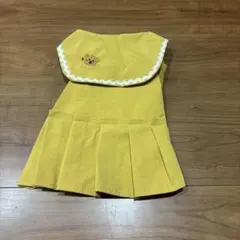 犬服 黄色 プリーツスカート　サイズＭ