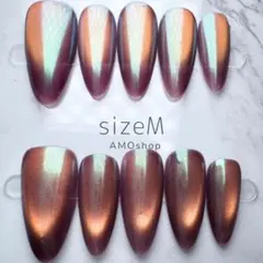 【現品限定】ブラウン ちゅるん シンプル マグネット ネイルチップ