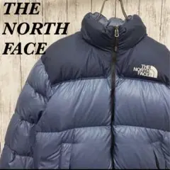 【大人気】ノースフェイス ヌプシ ダウンジャケット ブルー センターロゴ M