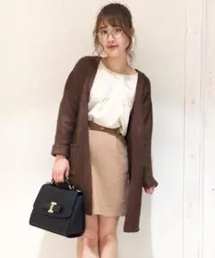 MAJESTIC LEGON 袖ロールアップロングカーディガン