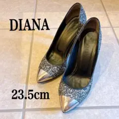 ダイアナ　DIANA グリッター ハイヒール ブラック/シルバー