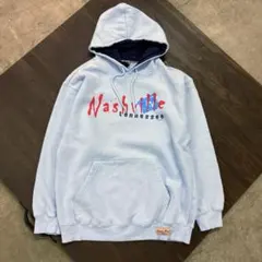 7AS11パーカー　スウェット地　スポーツ系　水色　M 裏起毛　フーディ　 古着