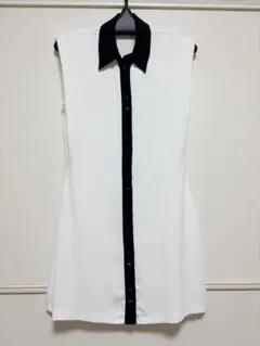 ♡ZARA♡バイカラー ノースリーブ 襟付きワンピース（モノトーン）