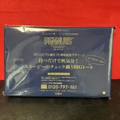 リンネル10月号付録 PEANUTS スヌーピー チェック織りBIGトート
