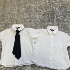 コムサイズム　ホワイト ネクタイ付き半袖シャツ　キッズ90