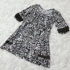 【c4140】✨美品✨SUPER HAKKA ワンピース　花柄　半袖　ひざ丈