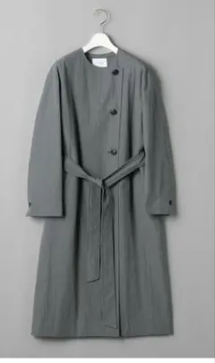 BEAUTY&YOUTH ツイルノーカラーベルトコート