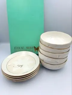 HANAE MORI　百合の花と蝶　金縁　デザートセットのサムネイル