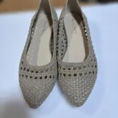 オリエンタルトラフィック パンプス フラット ポインテッドトゥ 編み メッシュ