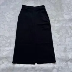 ユニクロ ストレッチフレアロングスカート 黒 XS スリット Aライン