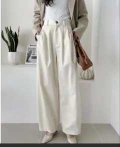 Eclat one タック入り カーブデザイン 美シルエット チノパン