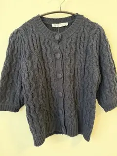 【新品未使用】ZARA 五分丈　カーディガン　ネイビー