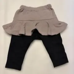 アプレレクール 80 裏起毛 スカート付きパンツ 女の子 グレージュ ブラック