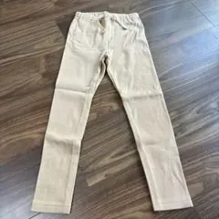 【未使用】リブ編みベージュボトムス ポケット付き　120