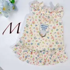 犬服❣️猫服❣️花柄　ワンピース　フリル　ノースリーブ　M