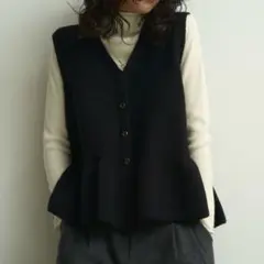 Lutim by u ウォッシャブルペプラムニットベスト