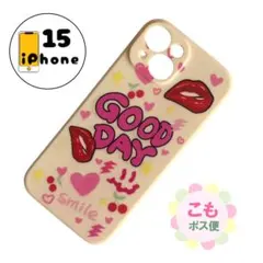 iPhone15 ケース　カバー　スマホケース　アイボリー　ピンク