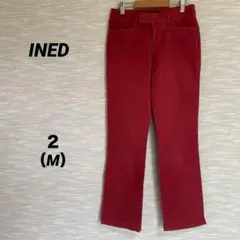 イネド INED ストレッチデニムパンツ【M】カジュアル きれいめ 伸縮 レッド