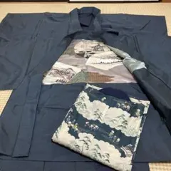 紳士紬アンサンブル&長襦袢３点セット