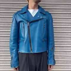 Lewis Leathers 英国製 ブルー レザー ダブル ライダース