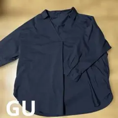 GU ネイビー 長袖シャツ