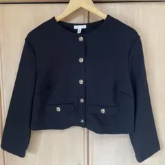 H&M ノーカラーブラッククロップドジャケット Mのサムネイル