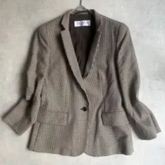 【美品】マックスマーラ テーラードジャケット 白タグ チェック 大きいサイズ MaxMara マックスマーラ【L】テーラードジャケット 白タグ チェック柄