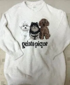 ジェラートピケ　パウダーDOG3柄ジャガードミニワンピース