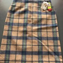 新品 ウール混合 チェック柄 タイトスカート