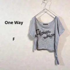 one way ロゴプリント 半袖Tシャツ グレー F N801