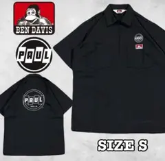 BEN DAVIS x PAUL 半袖 ハーフジップ ワークシャツ ブラック Sのサムネイル