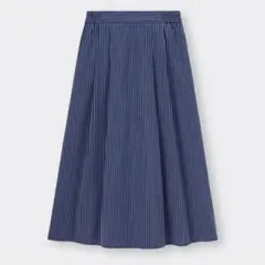 GU＊タックフレアミディスカート(ストライプ)(丈標準) 68BLUE Mサイズ
