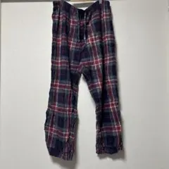 ネルチェックイージーパンツ　ネイビー・レッド【XLサイズ】