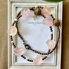 ◇カジュアルネックレス◇幻想的≡ピンクグラデーション&ブロンズ≡