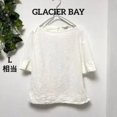 美品【GLACIER BAY】 白 レースブラウス 綿100% 11R L相当