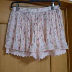花柄ドット レースプリーツ ショートパンツ キュロットペチパン スカパン