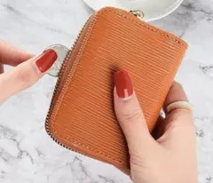 d54○オレンジ☆ミニ財布 名刺入 カードケース 定期入 パスケース 813