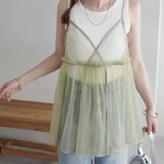 【DISCOAT】前後2wayチュールキャミチュニック ミント