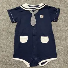 【bebe】セーラーカラー半袖ロンパース 80cmのサムネイル