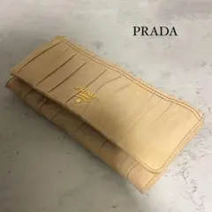 プラダ 長財布 ナッパレザー ギャザー プリーツ ベージュ ゴールドロゴのサムネイル