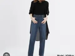 GU ハイウエストストレートジーンズ Lサイズ Blue