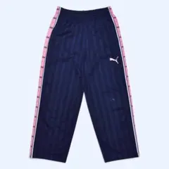 00s プーマ PUMA トラックパンツ S 紺ピンク ジャージ 日本製 Y2K