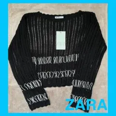 【新品・タグ付】ZARA トップス ビーズ付きメッシュ ニットセーター Sサイズ