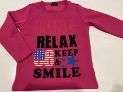 濃いめのピンク 長袖 裏起毛トレーナー 120cm