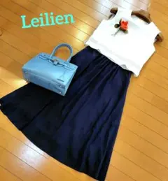 レリアン 近年モデル フェイクスエードネイビー フレアスカート 9M