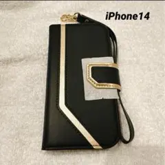 iPhone14 ケース　手帳型　カードケース　黒　ブラック　6.1インチ