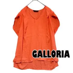 【ギャローリア】ノースリーブブラウス　無地　シンプル　オレンジ色　橙色　Ｖネック