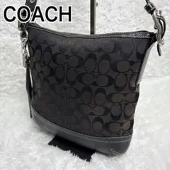 COACHショルダーバッグ シグネチャー キャンバス レザー ブラック/ブラウン
